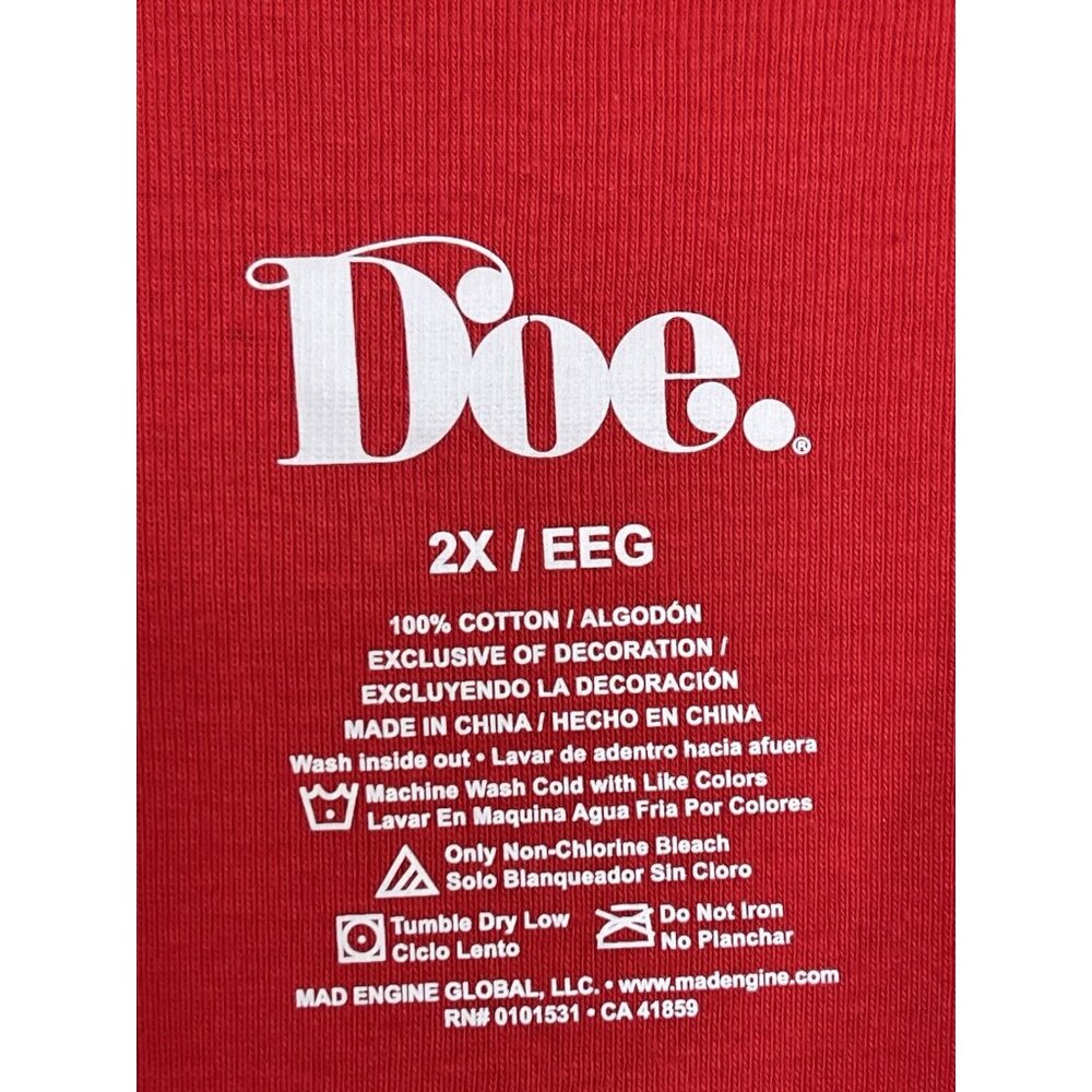 Doe T Shirt Womens Size 2X Red‎ XOXO Valentines Day Embroidered Short Sleeve - Picture 5 of 5